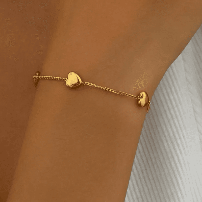 Dailywear Anti-tarnish 18k Gold Plated Little Hearted Bracelet